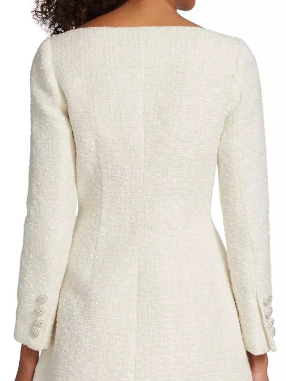 NWT - Self-Portrait Double-Breasted Boucle Tweed Cream Minidress, Size US 2 - Picture 4 of 16